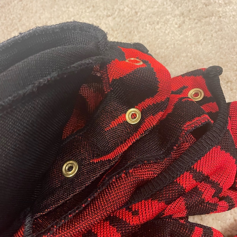 ❤️TRADED❤️Balmain zebra red black gold L button mini dress long sleeve 44 France - Picture 9 of 16